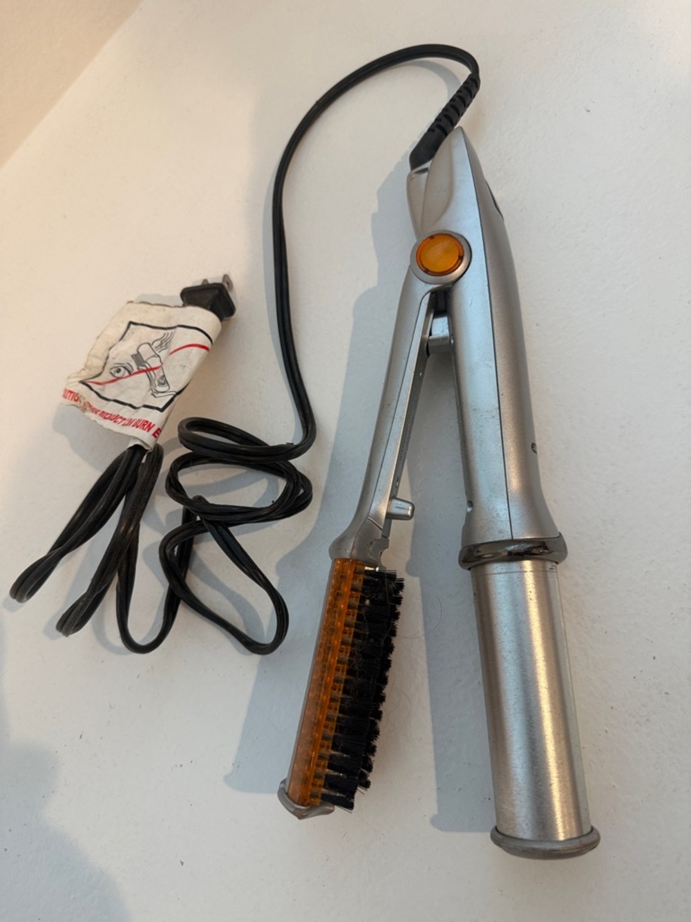 Silver Hair Straightening Brush with Amber Accent - Unbranded